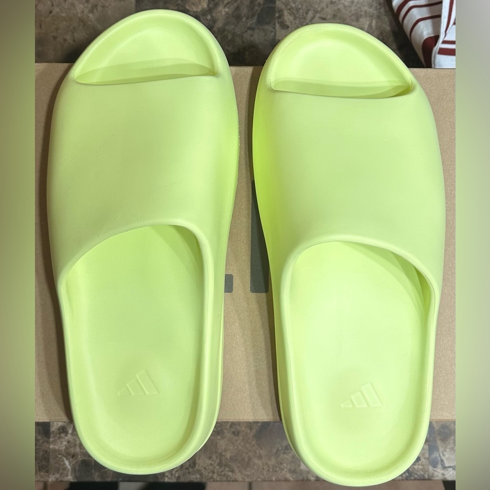 Glow Green Yeezy slides